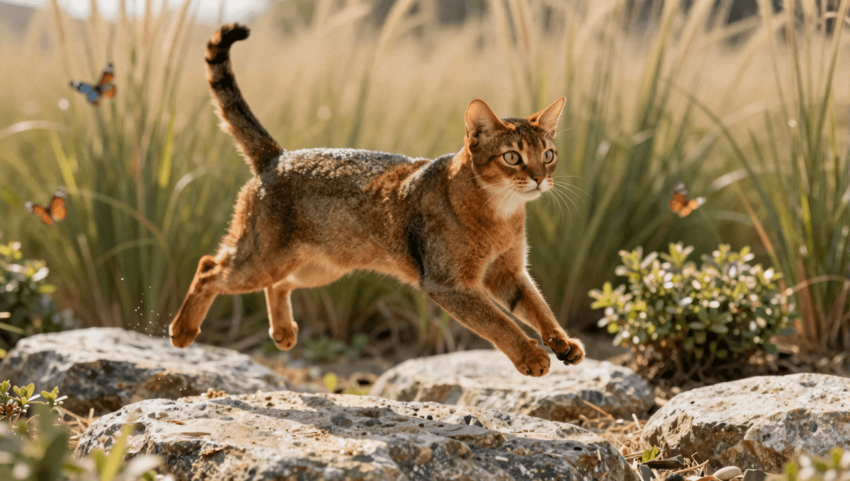 Fotopuzzel Abessijn kat in de savanne | Liggend - Stukjes Geluk