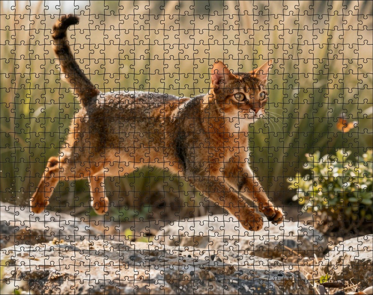 Fotopuzzel Abessijn kat in de savanne | Liggend - Stukjes Geluk