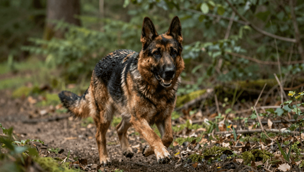 Fotopuzzel Duitse herder in het bos | Liggend - Stukjes Geluk