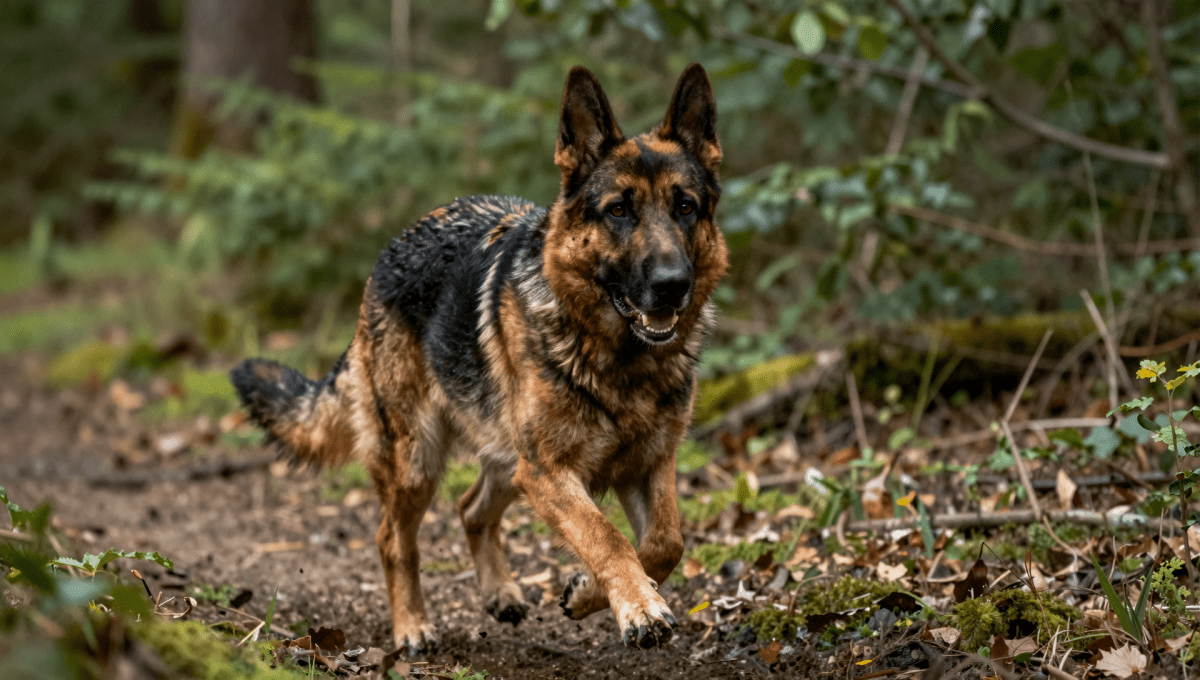 Fotopuzzel Duitse herder in het bos | Liggend - Stukjes Geluk