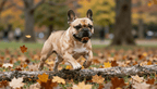 Fotopuzzel Franse Bulldog in het park | Liggend - Stukjes Geluk
