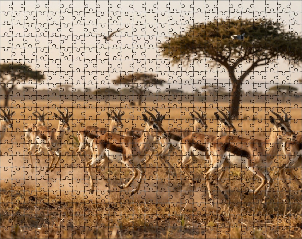 Fotopuzzel Gazelle 'Herd Stampede' | Liggend - Stukjes Geluk