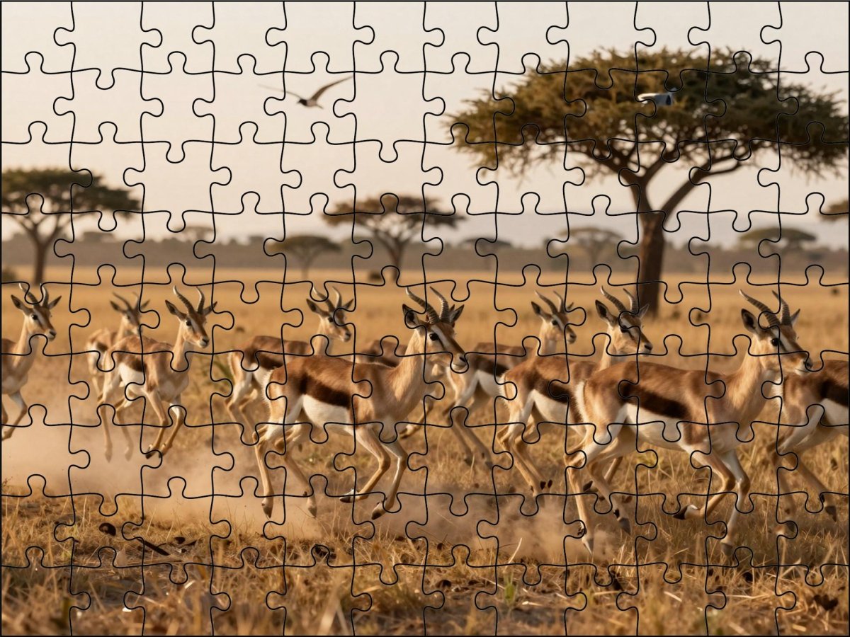 Fotopuzzel Gazelle 'Herd Stampede' | Liggend - Stukjes Geluk