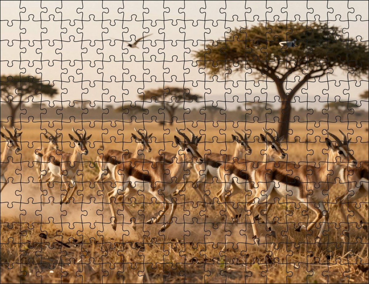 Fotopuzzel Gazelle 'Herd Stampede' | Liggend - Stukjes Geluk