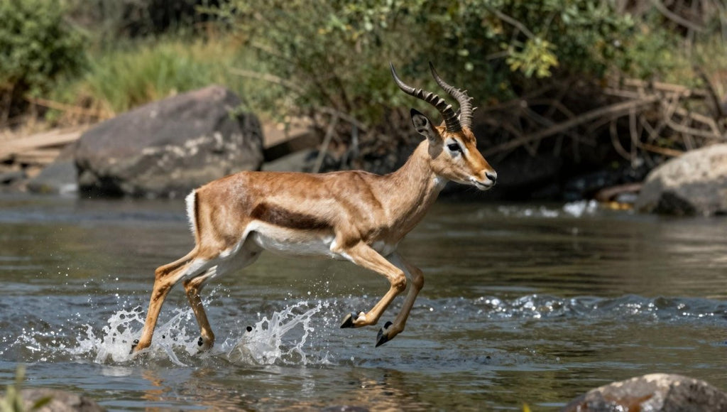 Fotopuzzel Gazelle 'River Escape' | Liggend - Stukjes Geluk