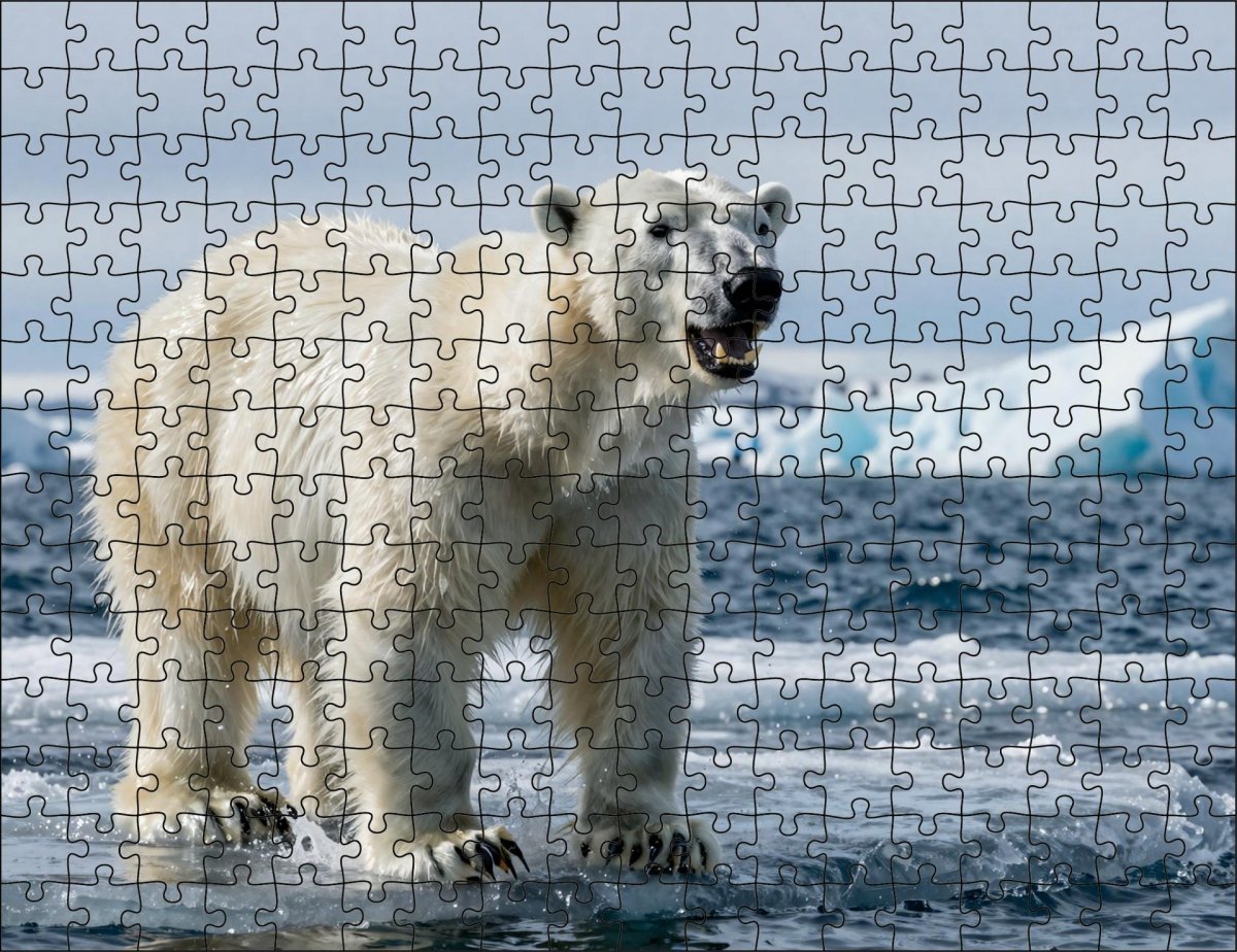 Fotopuzzel Ijsbeer 'Arctic Ocean Charge' | Liggend - Stukjes Geluk
