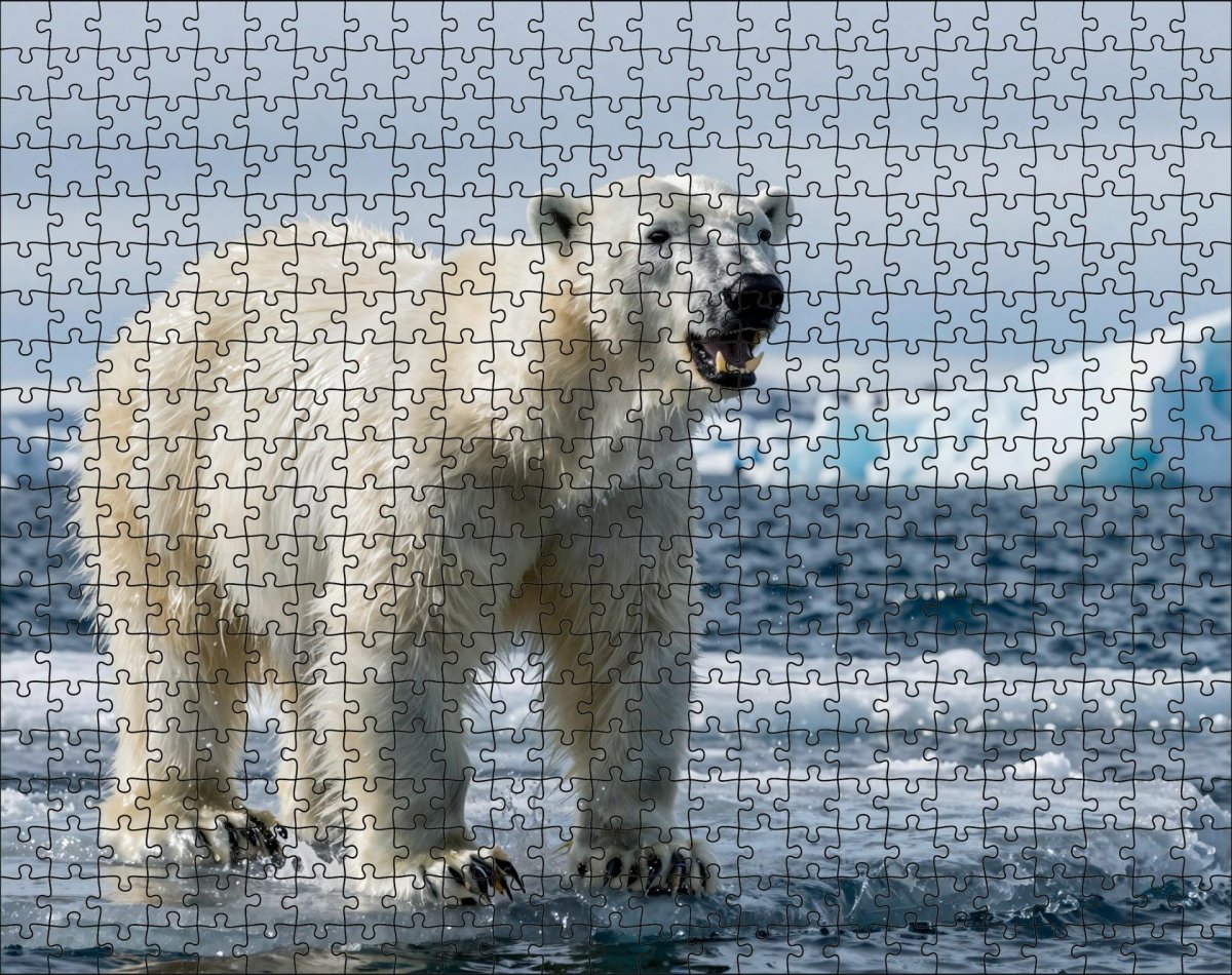 Fotopuzzel Ijsbeer 'Arctic Ocean Charge' | Liggend - Stukjes Geluk