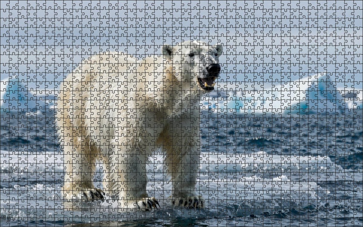 Fotopuzzel Ijsbeer 'Arctic Ocean Charge' | Liggend - Stukjes Geluk