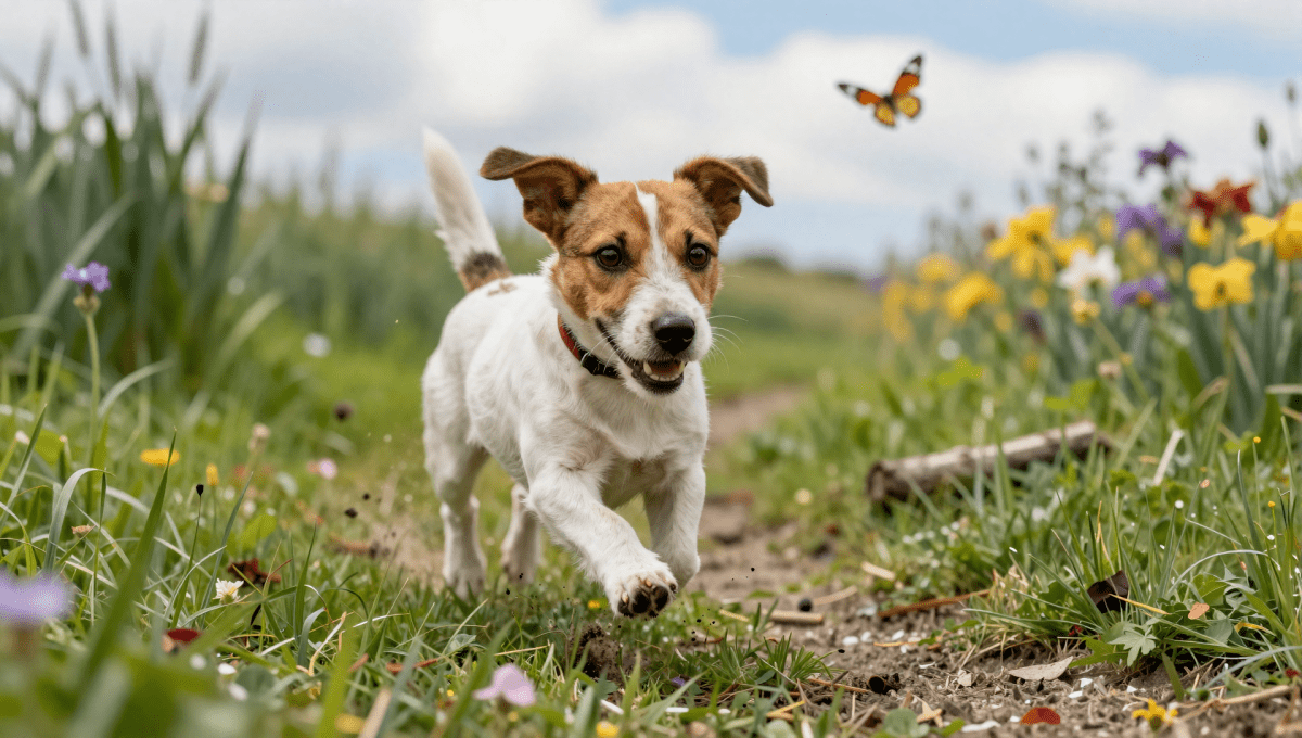Fotopuzzel Jack Russell in de heide | Liggend - Stukjes Geluk