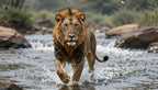 Fotopuzzel Leeuw 'River Crossing' | Liggend - Stukjes Geluk