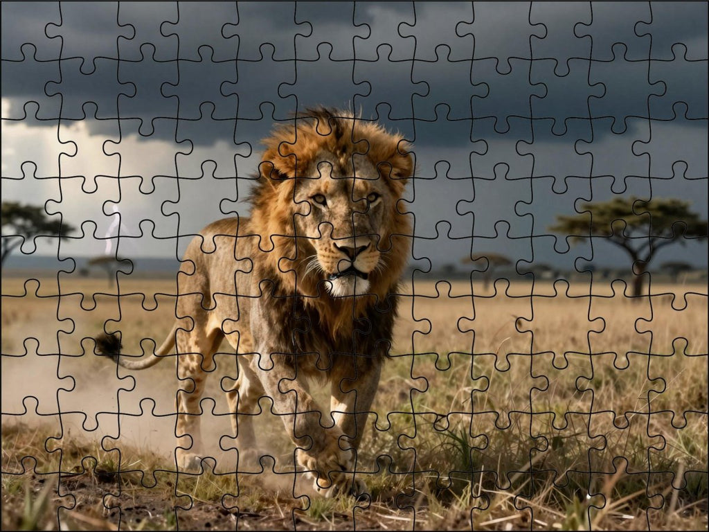 Fotopuzzel Leeuw 'Storm King' | Liggend - Stukjes Geluk