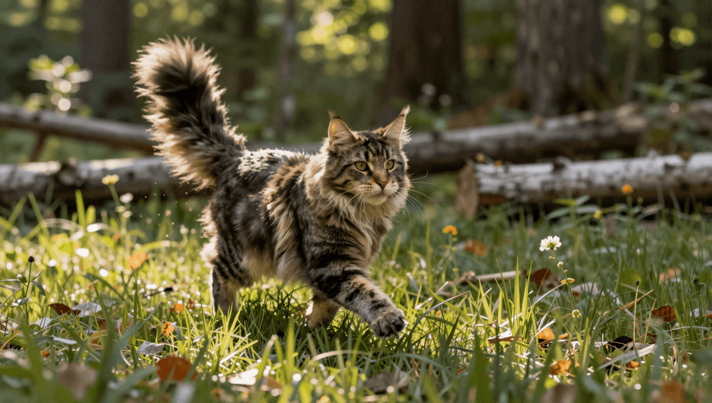 Fotopuzzel Maine Coon in het bos | Liggend - Stukjes Geluk