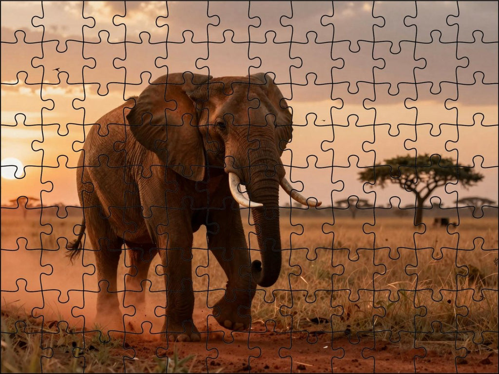 Fotopuzzel Olifant 'Dust Storm Charge' | Liggend - Stukjes Geluk