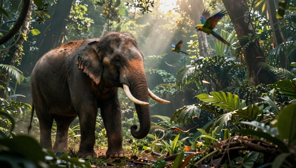Fotopuzzel Olifant 'Jungle Breakthrough' | Liggend - Stukjes Geluk