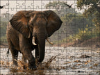 Fotopuzzel Olifant 'River Stampede' | Liggend - Stukjes Geluk