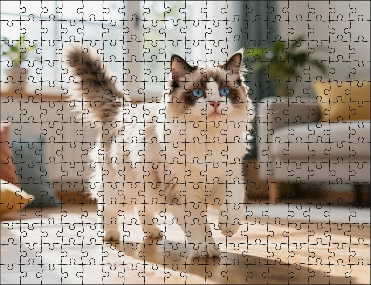 Fotopuzzel Ragdoll in de woonkamer | Liggend - Stukjes Geluk