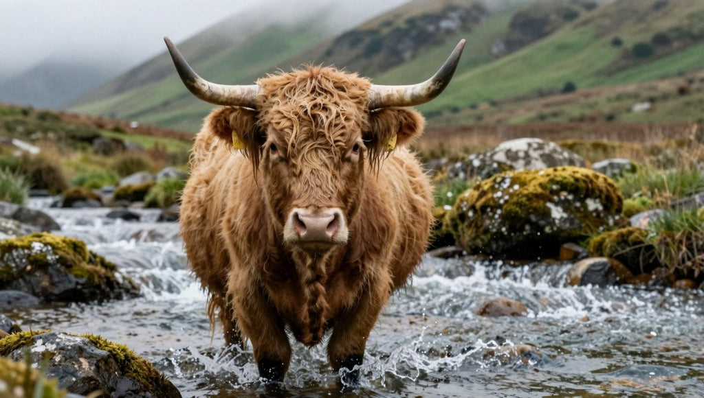Fotopuzzel Schotse Hooglander 'River Crossing' | Liggend - Stukjes Geluk