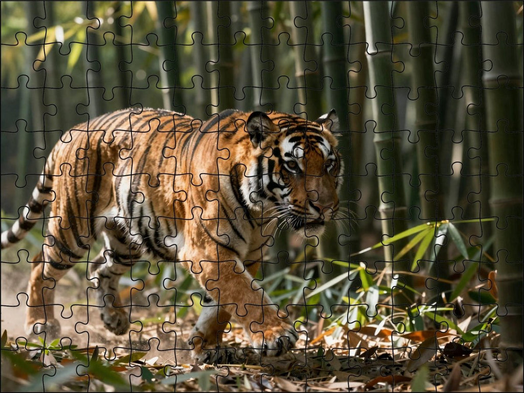 Fotopuzzel tijger 'Bamboo Forest Stalk' | Liggend - Stukjes Geluk