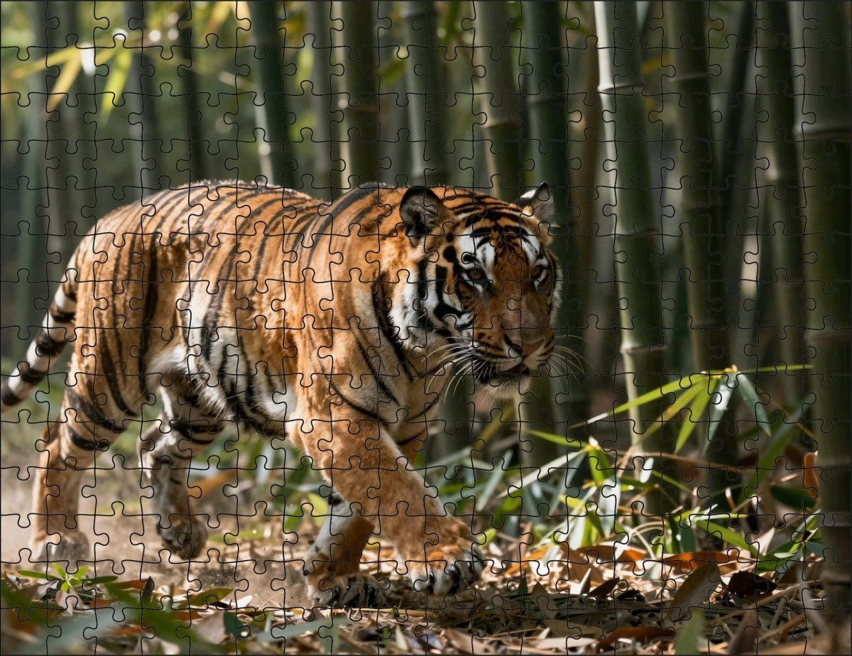 Fotopuzzel tijger 'Bamboo Forest Stalk' | Liggend - Stukjes Geluk
