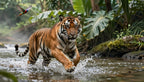 Fotopuzzel tijger 'Jungle River Chase' | Liggend - Stukjes Geluk