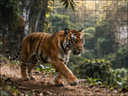 Fotopuzzel tijger 'Rocky Jungle Cliff Run' | Liggend - Stukjes Geluk