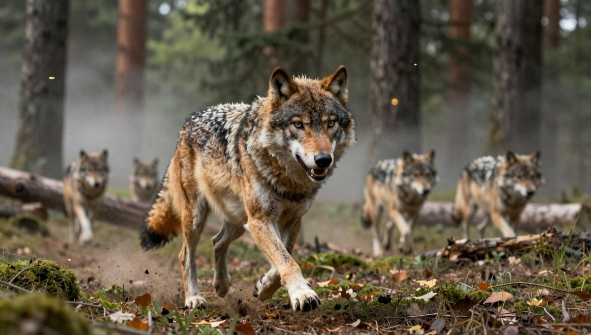 Fotopuzzel Wolf 'Forest Pack Hunt' | Liggend - Stukjes Geluk
