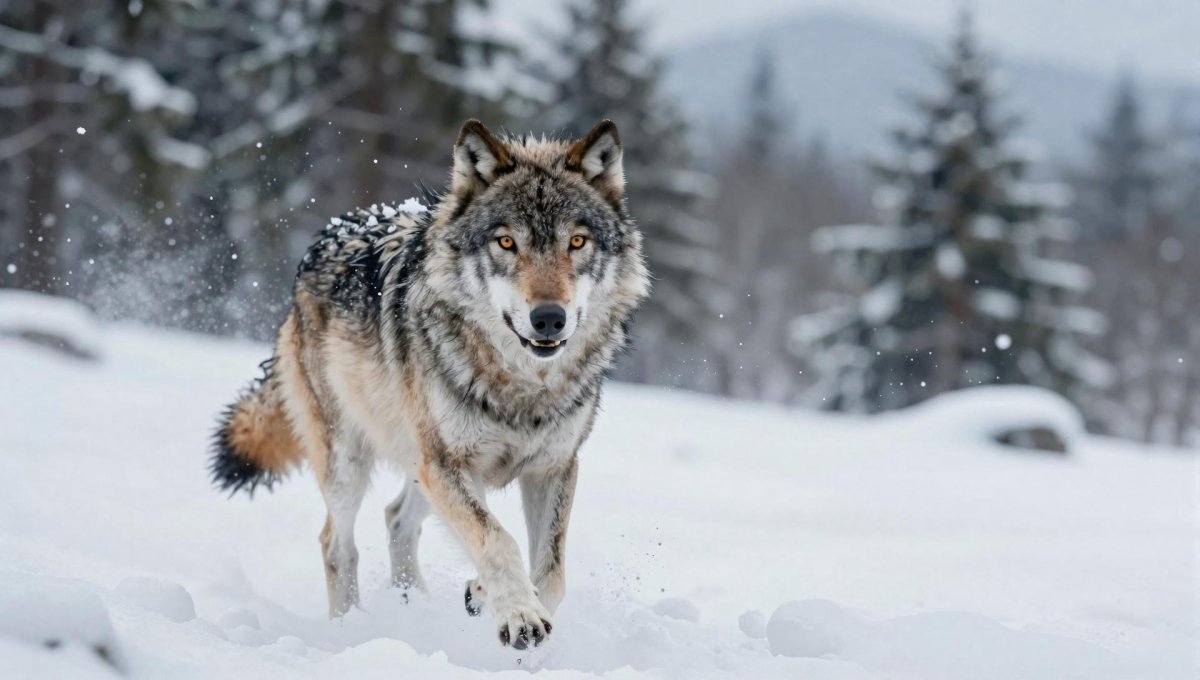 Fotopuzzel Wolf 'Snowstorm Charge' | Liggend - Stukjes Geluk