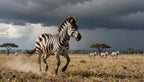 Fotopuzzel Zebra 'Storm Chase on the Plains' | Liggend - Stukjes Geluk