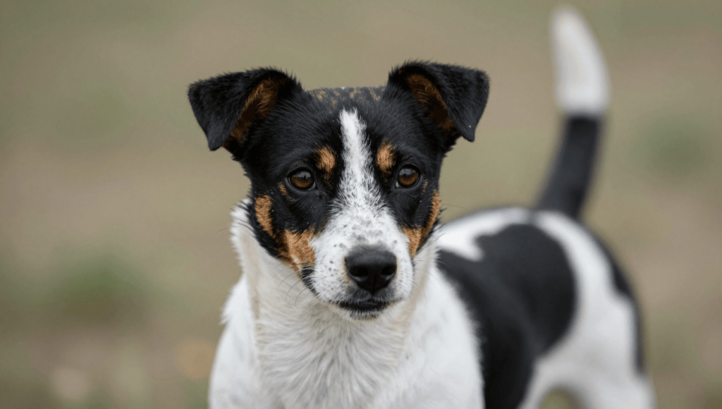 Fotopuzzel Zwart/witte Jack Russell | Portretfoto | Liggend - Stukjes Geluk