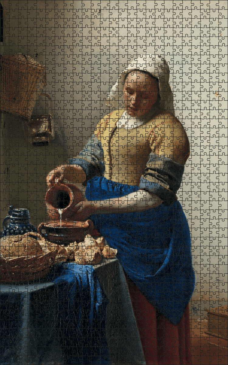 Kunstpuzzel "Het Melkmeisje" van Johannes Vermeer | Staand - Stukjes Geluk