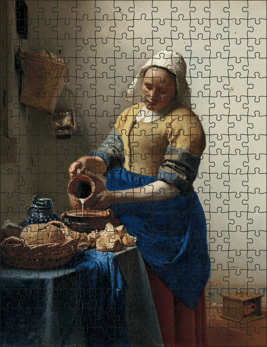 Kunstpuzzel "Het Melkmeisje" van Johannes Vermeer | Staand - Stukjes Geluk