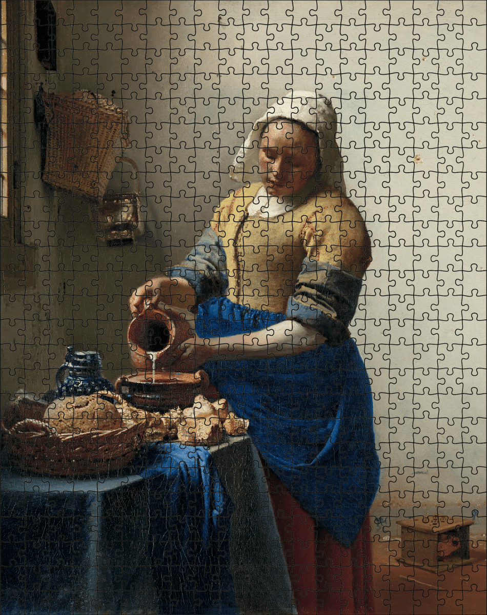 Kunstpuzzel "Het Melkmeisje" van Johannes Vermeer | Staand - Stukjes Geluk