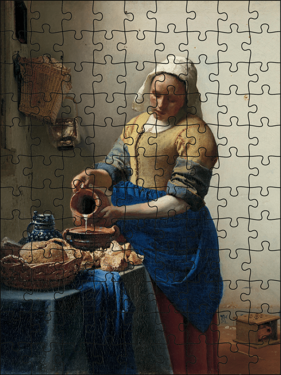 Kunstpuzzel "Het Melkmeisje" van Johannes Vermeer | Staand - Stukjes Geluk
